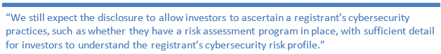 Cybersecurity Risk Profile Call-out Cybersecurity Risk Profile Call-out