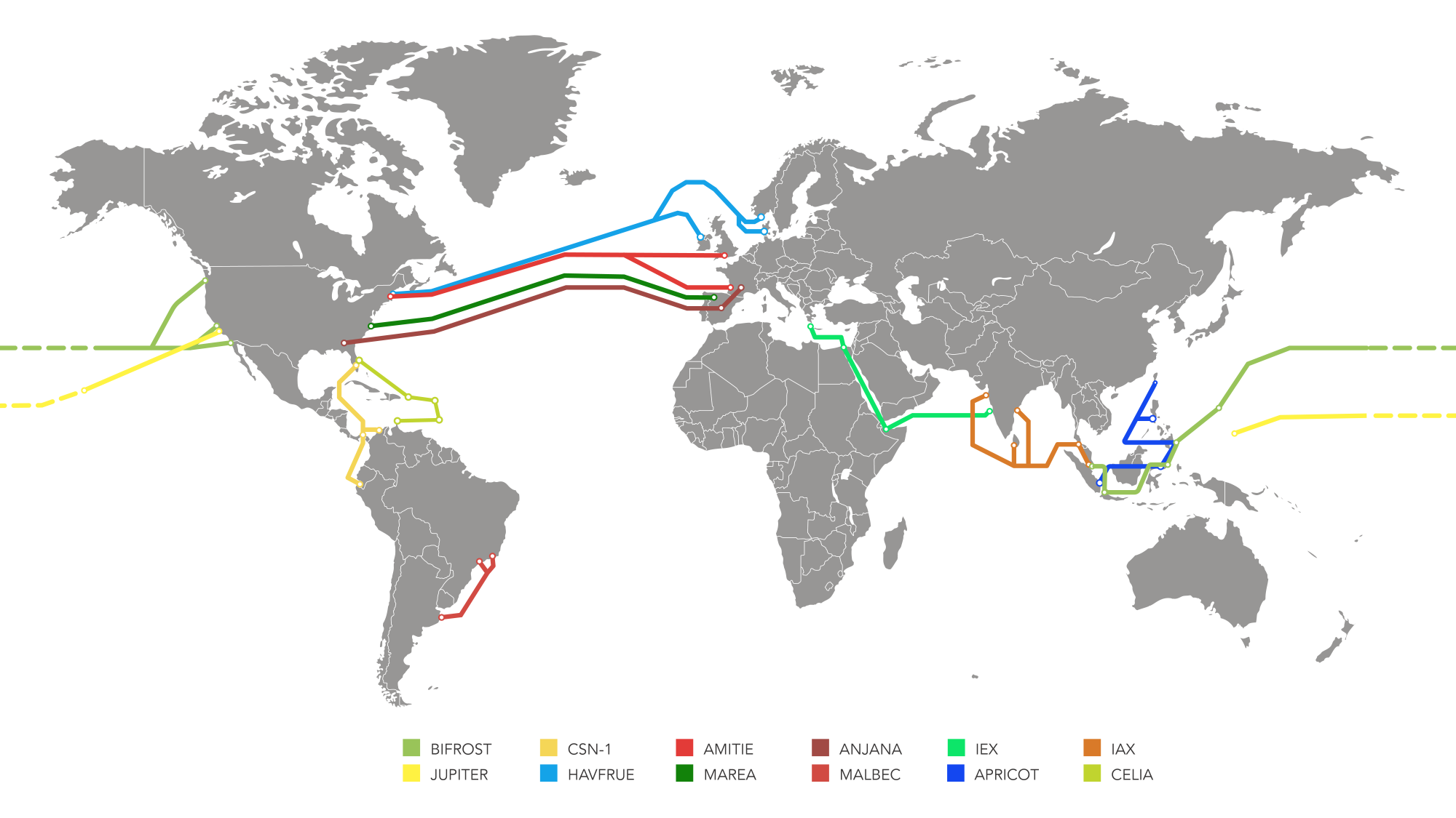 Map of Submarine Cable Systems Submarine Cable Systems Map